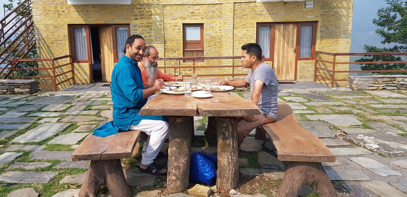 Outdoor dining at the lodge