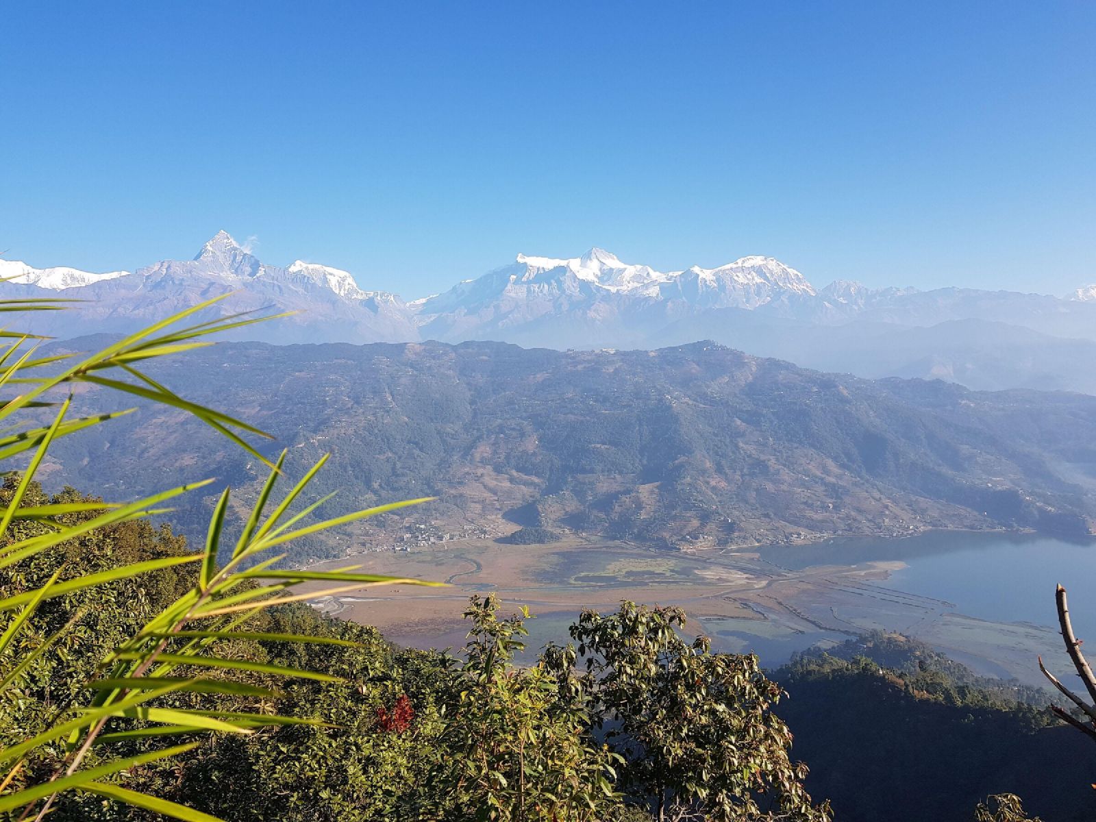 Phewa Lake and the Pokhara valley seen from the lodge